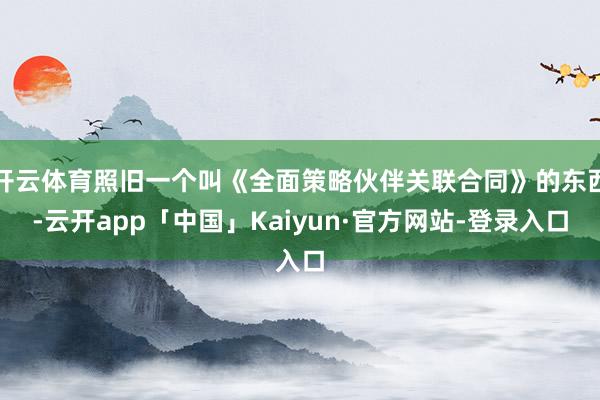 开云体育照旧一个叫《全面策略伙伴关联合同》的东西-云开app「中国」Kaiyun·官方网站-登录入口